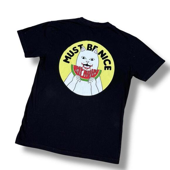 Ripndip Must Be Nice Cat Watermelon Graphic Tee Black Sz Small Streetwear Skater - Picture 3 of 8